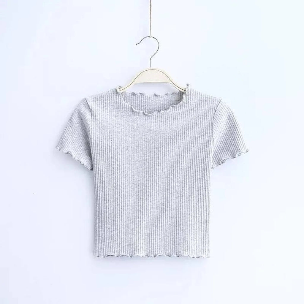 Ruffle Trim Crop Top