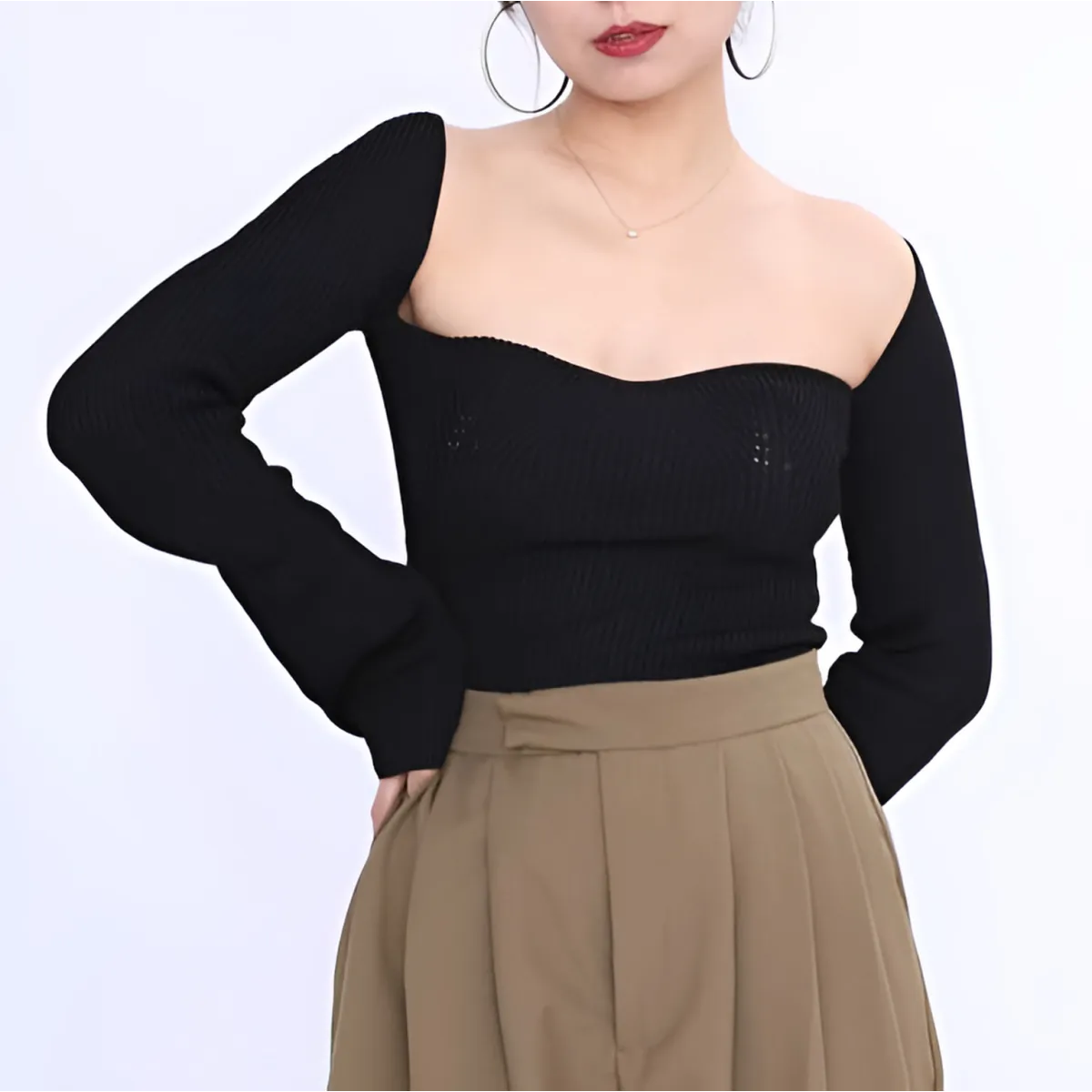 Square Neck Knit Top