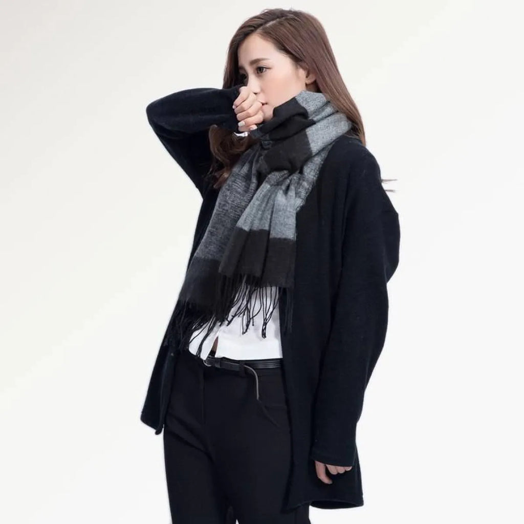Warm Wide Striped Pashmina Scarf