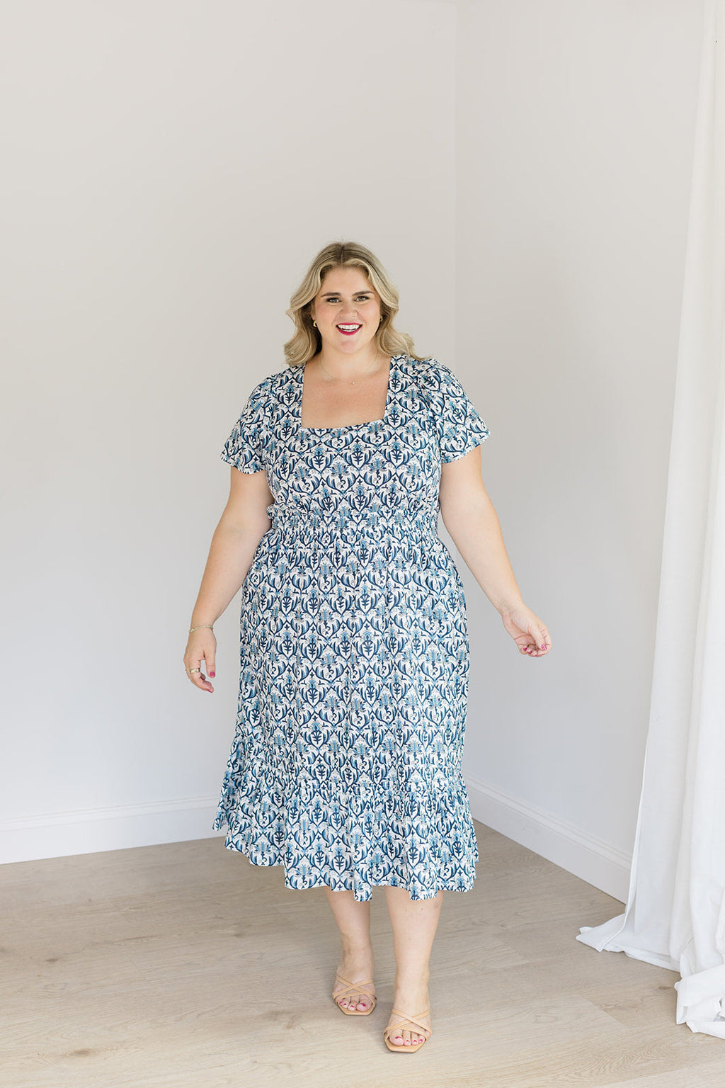 The Allison Dress in Navy Trellis - Final Sale