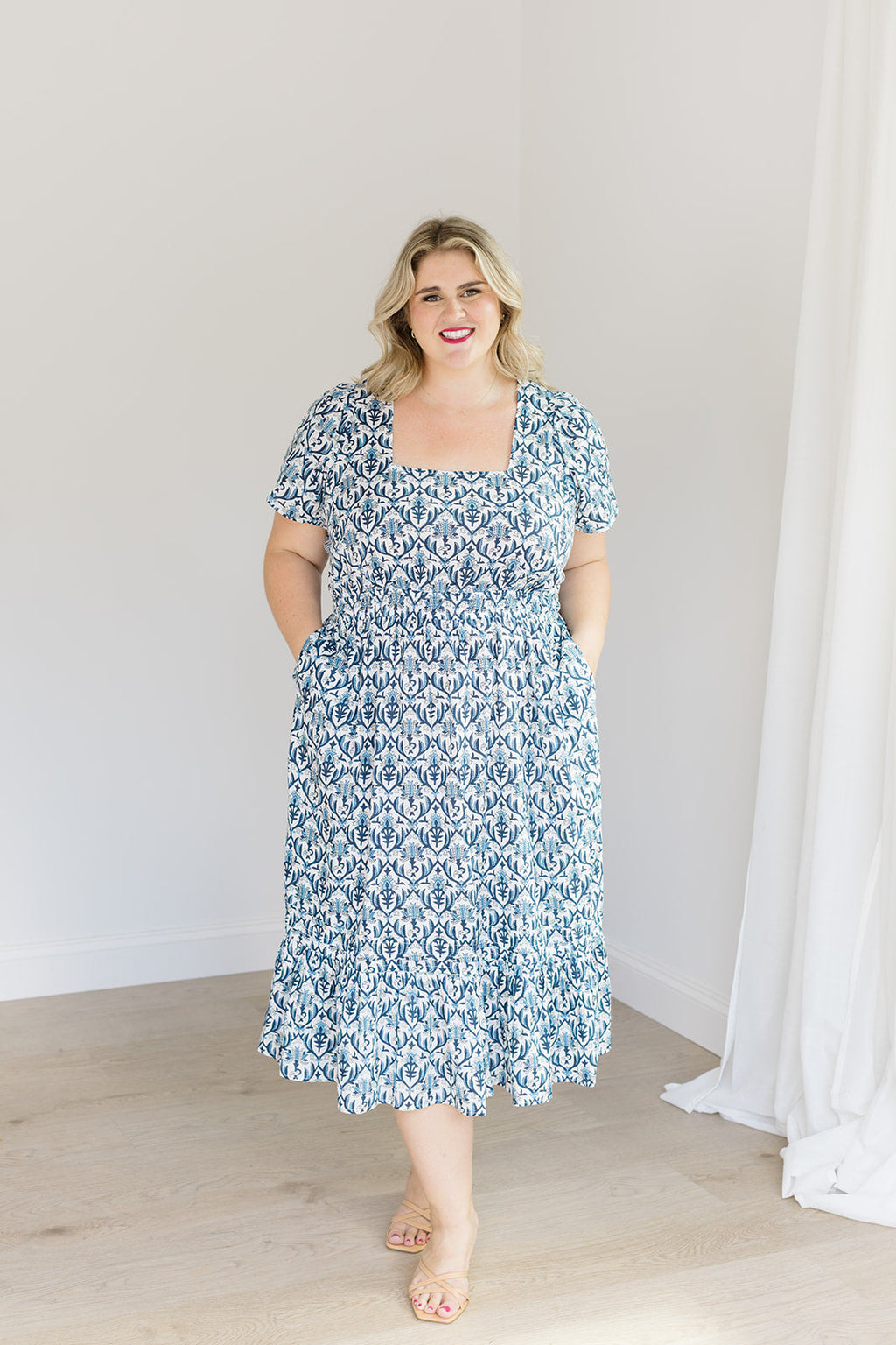 The Allison Dress in Navy Trellis - Final Sale