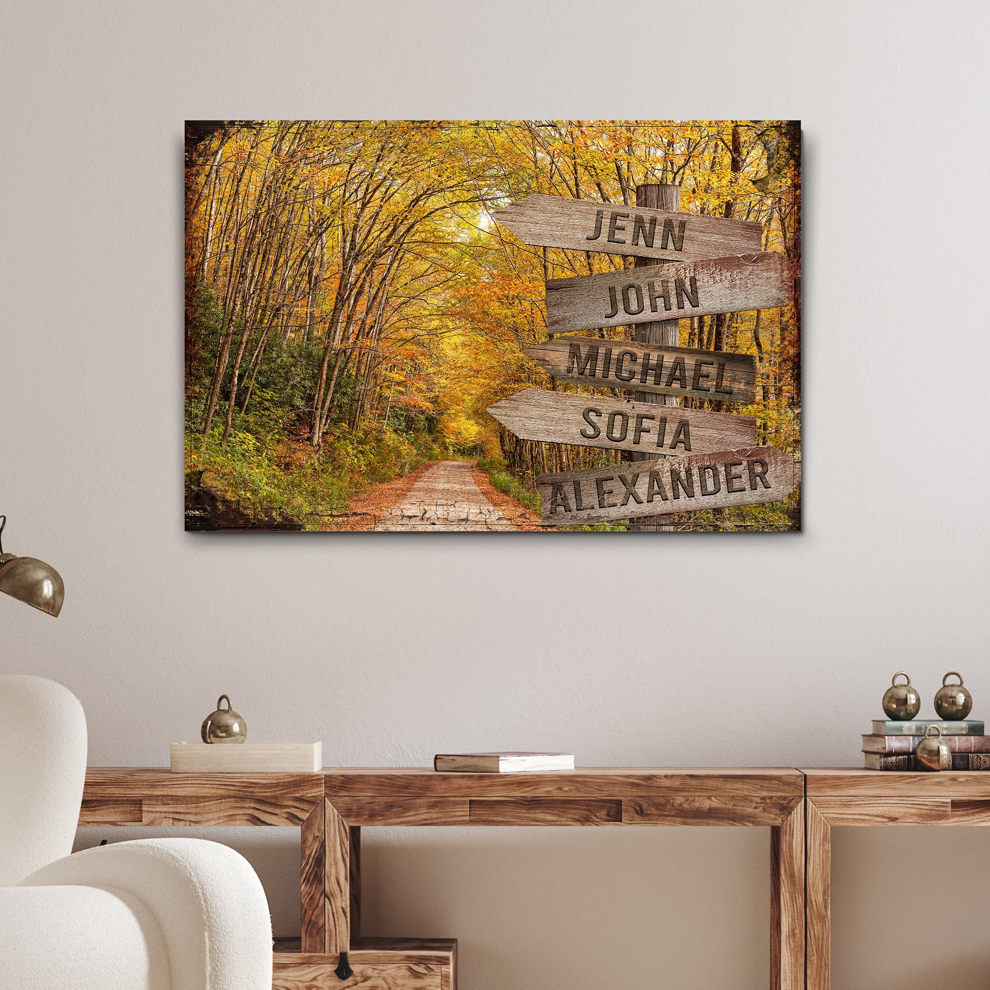Autumn Road Family Name Sign