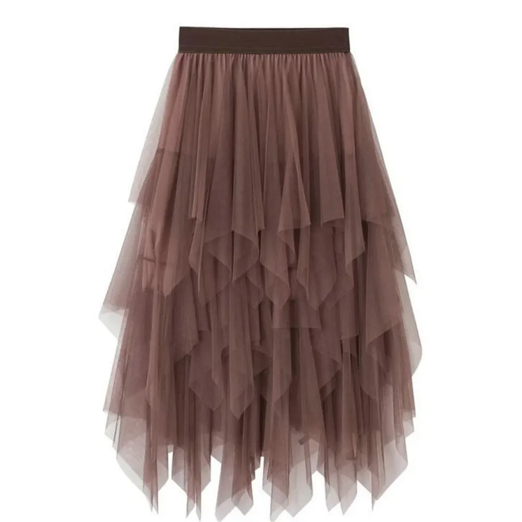 Tulle Midi Skirt for Women - Harajuku High Waist Fashion Summer Tutu