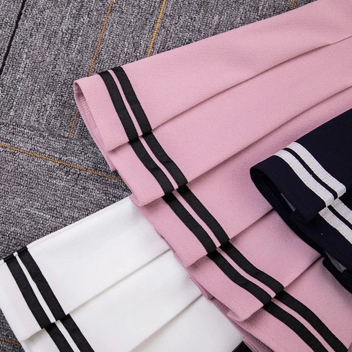 Y2K High Waist Pleated Mini Skirt – Kawaii Preppy Striped Style