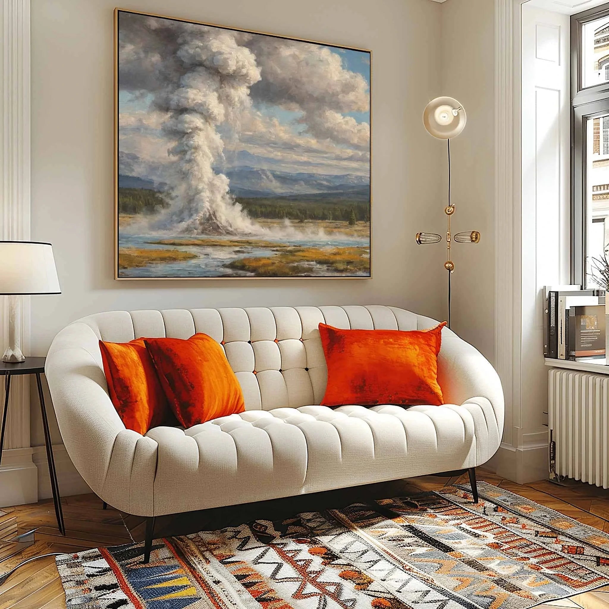 Yellowstone Icon: Old Faithful Geyser Eruption Oil Painting