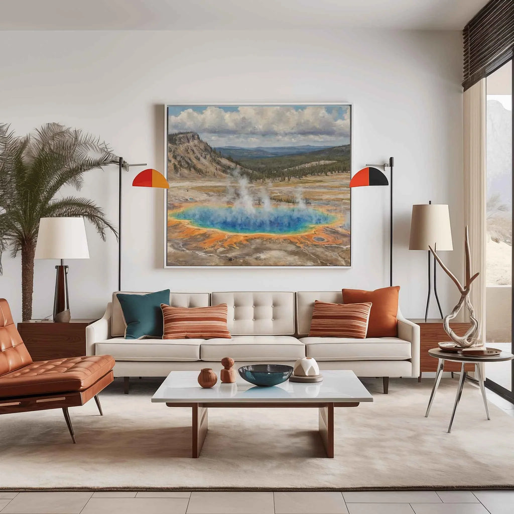 Yellowstone Prismatic: Grand Thermal Spring & Radiant Earth Oil Painting