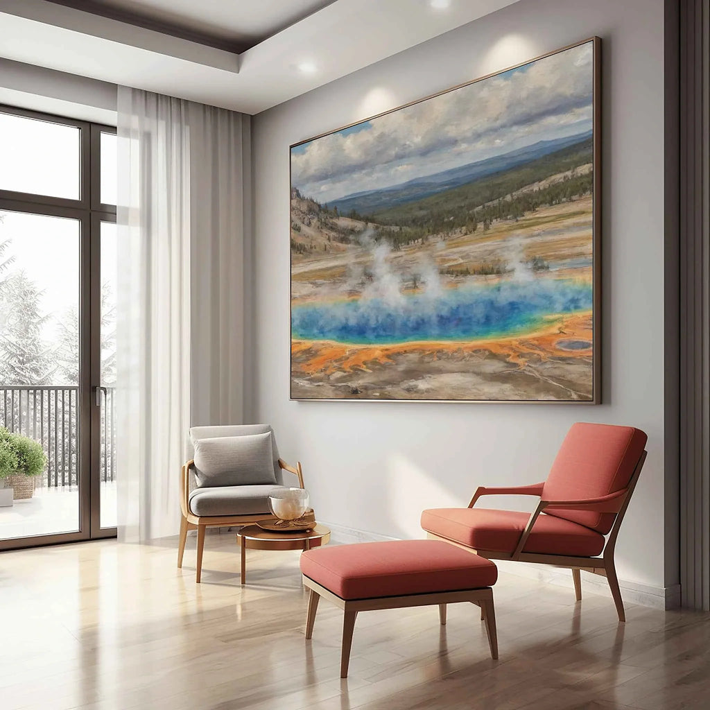 Yellowstone Prismatic: Grand Thermal Spring & Radiant Earth Oil Painting