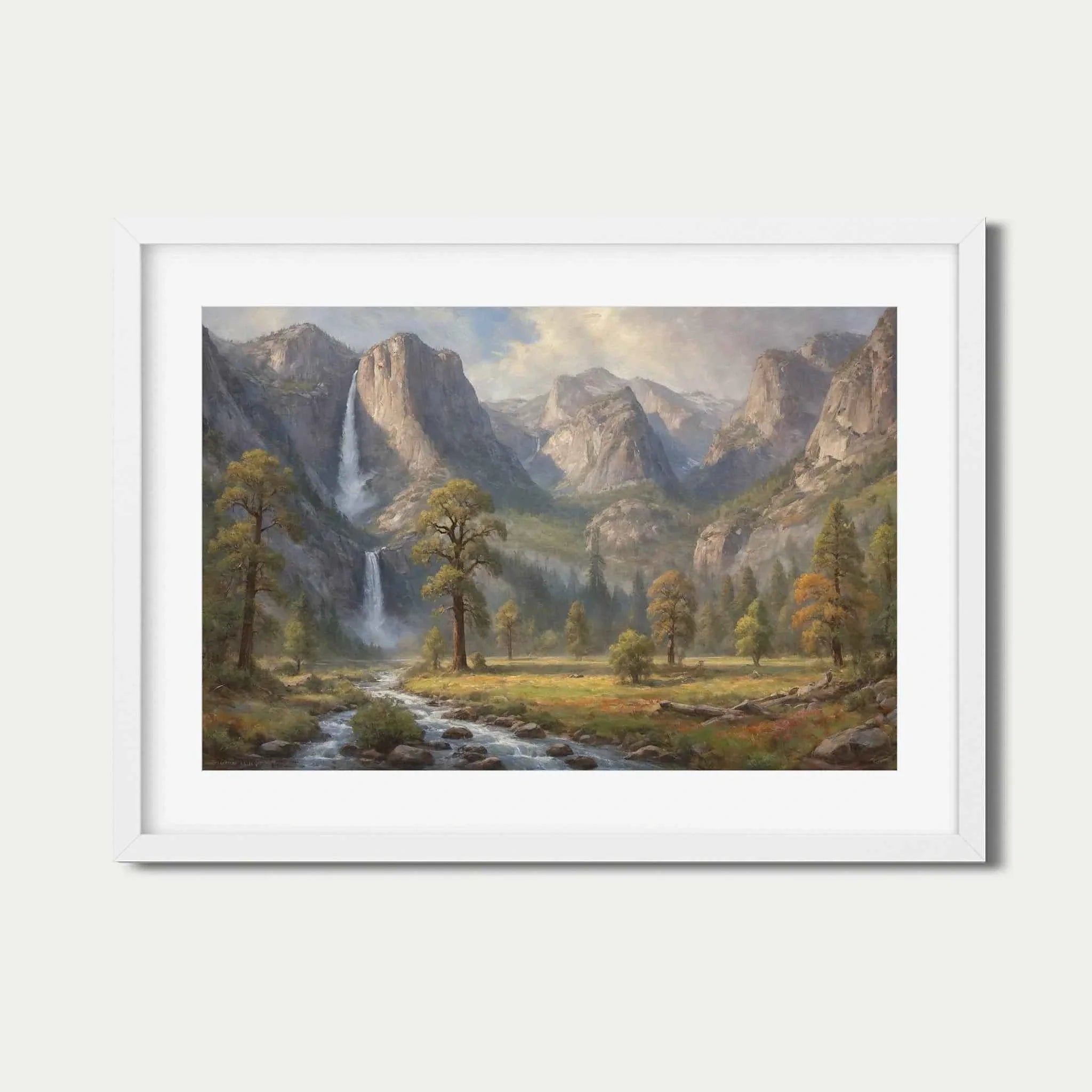 Yosemite's Grace: Bridalveil Fall & Misty Granite Peaks Oil Painting