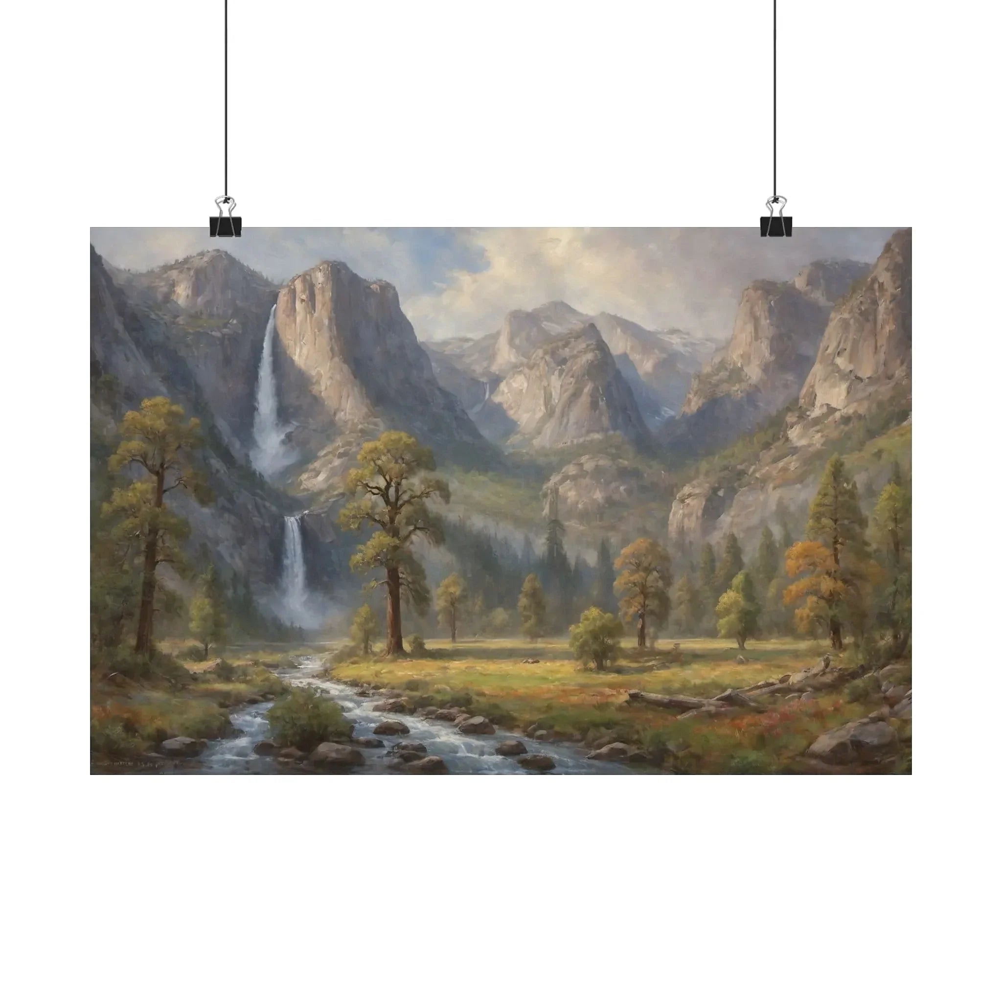 Yosemite's Grace: Bridalveil Fall & Misty Granite Peaks Oil Painting