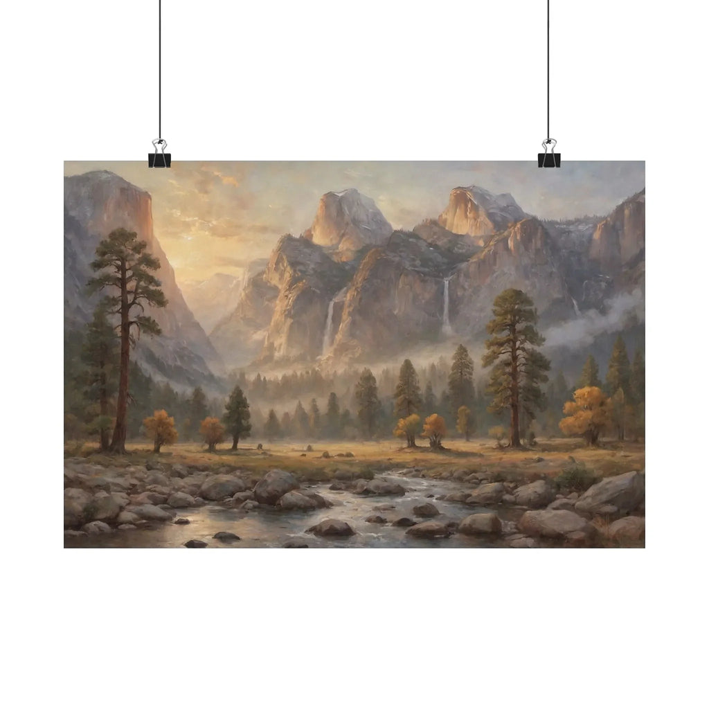 Yosemite Granite Valley: Golden Hour Mist & Cathedral Peaks Oil Painting