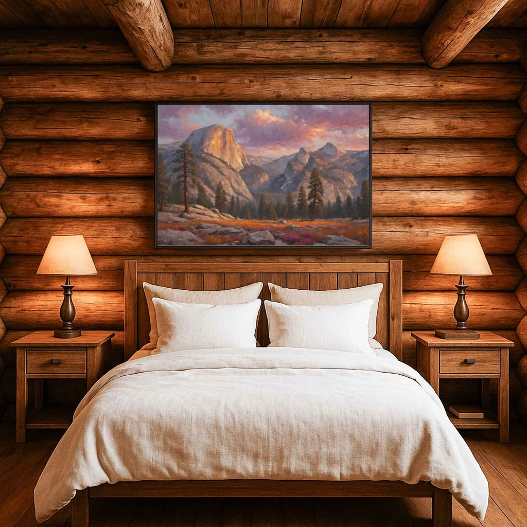 Yosemite Alpenglow: Half Dome Sunset Oil Painting Canvas Art